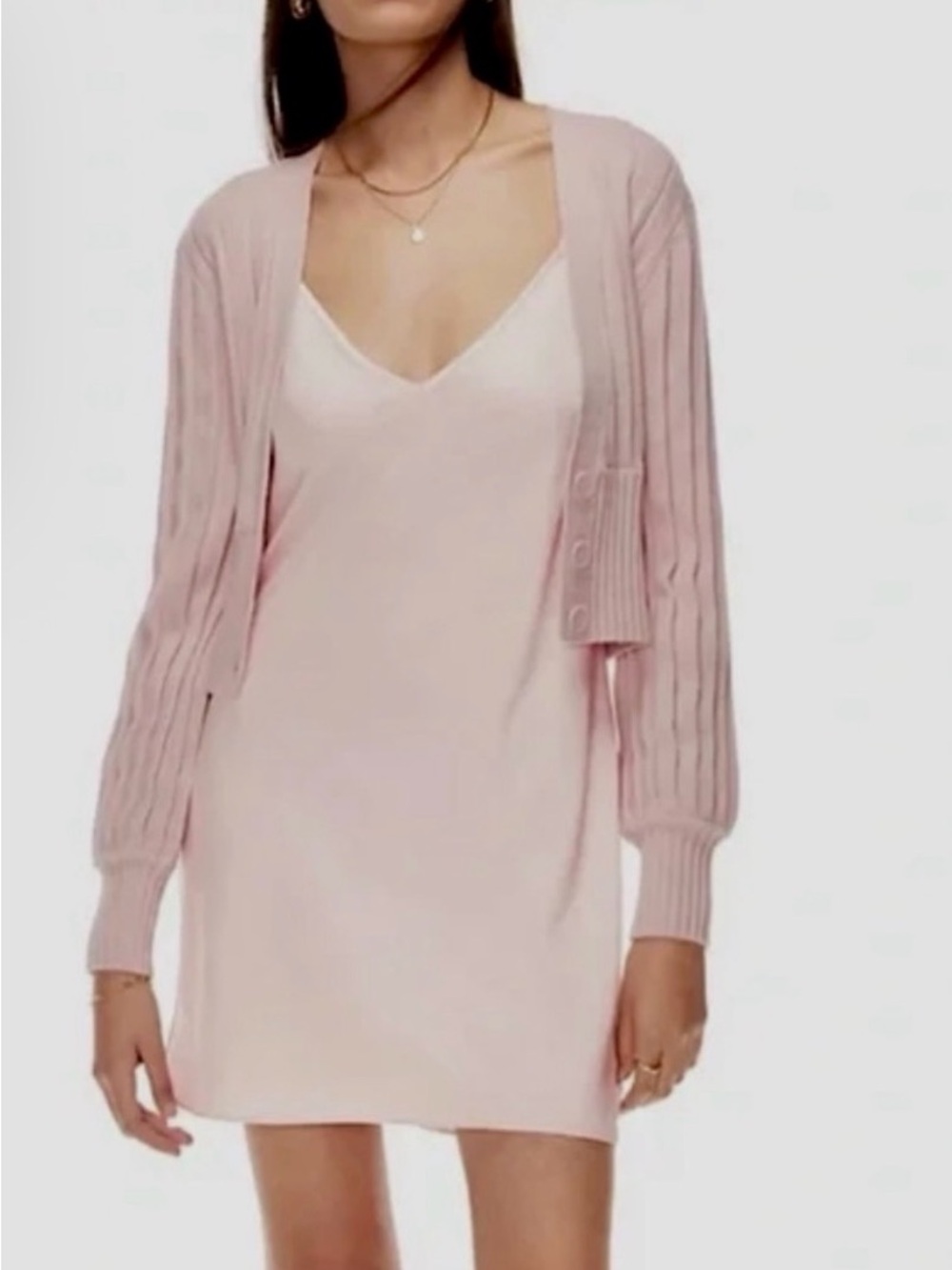Aritzia poetic pink slip dress in S